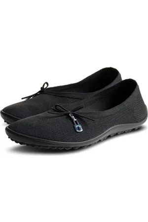 leguano LADY LOOP Barfußschuh Ballerina, Slipper, Bequemschuh mit süßer Zierschleife schwarz 41 EU
