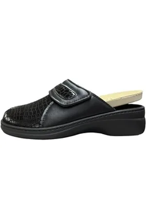 Algemare Damen Pantoffel 5933-0102 schwarz Krokostretch/Nappa Hausschuh schwarz 39