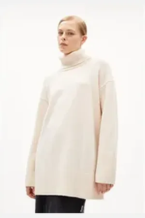 Armedangels Strickpullover ARDIAA ROLLNECK Damen (1-tlg., Loose Fit) Loose Fit aus Bio-Woll Mix gelb S/36