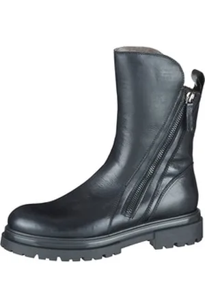 Momino Stiefel 4261 Damen Teens Winterstiefel Lammfell Leder Schwarz Schnürstiefelette 34 EU