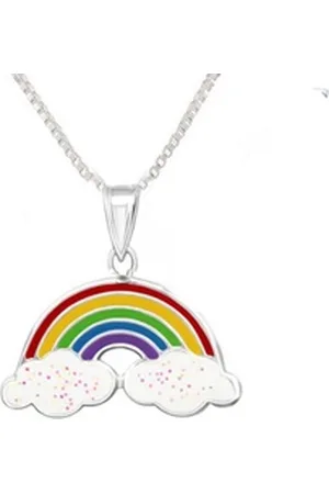 schmuck23 Kettenanhänger Anhänger Kette Regenbogen 925 Silber Kinder Mädchen (Halskette mit Anhänger), Silberanhänger Kettenanhänger Kinderschmuck Halskette bunt