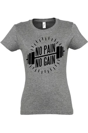 Youth Designz T-Shirt No Pain No Gain Damen Shirt mit trendigem Sport Print grau XL