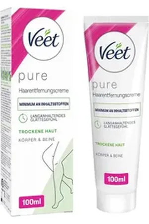 Veet Enthaarungscreme pure für Körper & Beine 100 ml, 1 St., Haarentfernungscreme, für trockene Haut