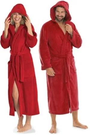 Aqua Bademantel Saunamantel Coral Fleece Kapuze für Sie&Ihn Malibu S rot, Polyester rot S