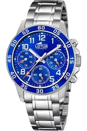 Lotus Chronograph Kinderuhr Edelstahl silber , (Chronograph), Kinder Armbanduhr rund, mittel (ca. 36mm), Edelstahl silberfarben