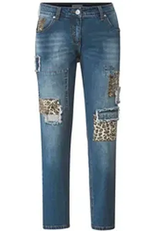 Angel of Style Angel of Style Röhrenjeans 7/8-Jeans Slim Fit Patches 5-Pocket blau 58