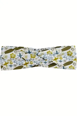 Abakuhaus Stirnband Elastisch und Angenehme alltags accessories Luau Sommer-Surfer und Pflanzen blau|grau|grün
