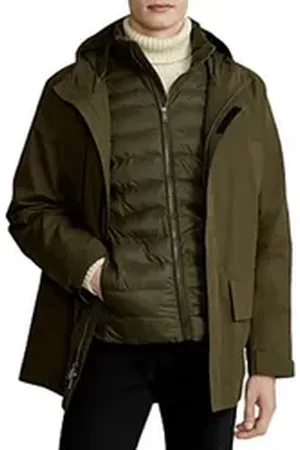 Ralph Lauren Polo 3-in-1-Funktionsparka Jacke 3 in 1 Parka Water Repellent Kapuzen Mantel Kapuze, durchgehender Reißverschluss, Sturmblende mit Klettverschluss grün S
