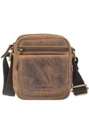 Greenburry Umhängetasche "Vintage" Leder, Schultertasche, kleine Herrentasche 15x17cm, antik Look braun
