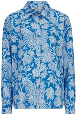 Codello Klassische Bluse aus Viskose mit Blumen-Muster blau S