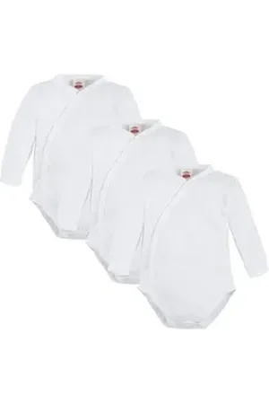 Makoma Langarmwickelbody Baby Body Wickelbody für Neugeborene Jungen & Mädchen (Spar-Set, 3-tlg., 3er-Pack) 100% Baumwolle weiß 74