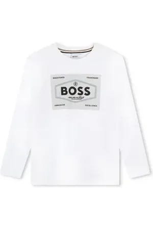 HUGO BOSS Langarmshirt Langarmshirt weiß mit Logo 8-16 Jahre 12 Jahre ( 146-152 )