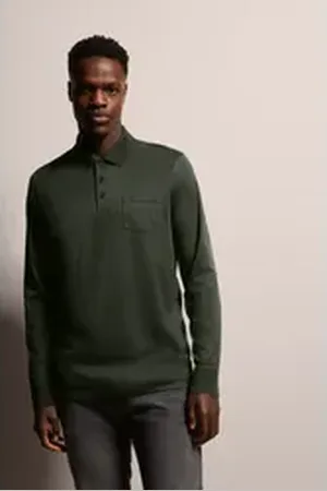 Bugatti Langarm-Poloshirt mit feiner Strukturoptik grün 4XL
