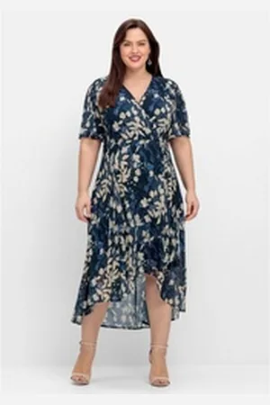 Sheego Abendkleid Große Größen aus Chiffon, in Wickeloptik blau 52