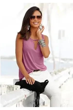 Buffalo Strandtop mit leichter Raffung am Ausschnitt, Tanktop, Cut-Out lila 40/42