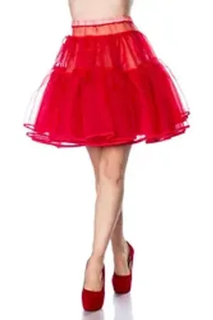 Belsira Unterrock 50er 60er Jahr Petticoat Tüllrock Dirndl Rock Unterrock Damenrock Kurz rot XS-L