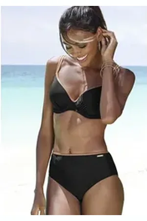 Bruno Banani Bikini-Hose Milano mit kupferfarberner Paspel schwarz 36