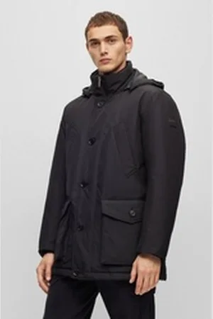 HUGO BOSS ORANGE Outdoorjacke Osiass mit Knopfverschluss schwarz 52