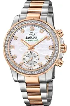 Jaguar Multifunktionsuhr Damenuhr Edelstahl silber rosegold, (Multifunktionsuhr), Damen Armbanduhr rund, Edelstahlarmband silber, rosegold silberfarben