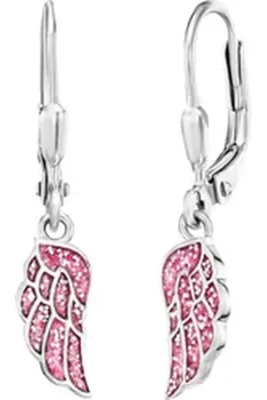 HERZENGEL Paar Ohrhänger Glitzerflügel, HEE-GLITTERWING-H, Made in Germany rosa|silberfarben