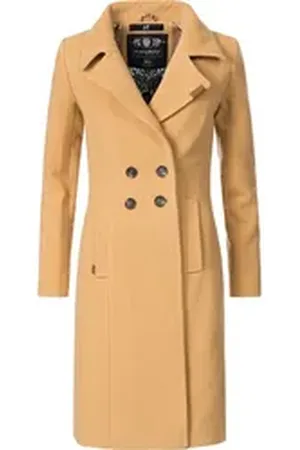 Navahoo Wintermantel Wooly edler Damen Trenchcoat in Wollmantel-Optik braun XXXL (46)