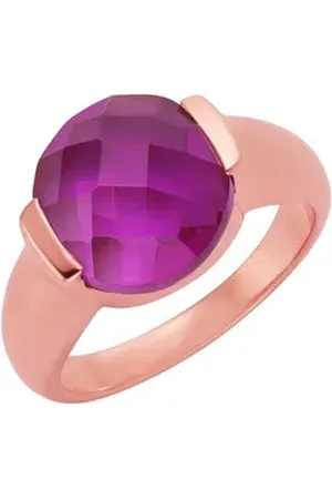 Jamelli Fingerring 925 Silber Quarz pink (beh) rot 058 (18,5)