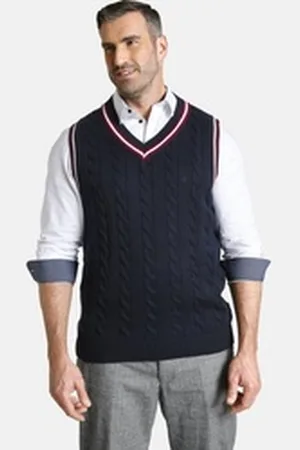 Charles Colby Pullunder EARL CONSTANTINE mit Streifen in Kontrastfarbe blau 4XL (68/70)