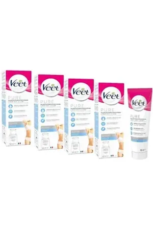 Veet Enthaarungscreme Bikini Zone & Achseln (4 x 100ml), Spar-Pack, 4 St., bei sensibler Haut für seidig glatte Haut