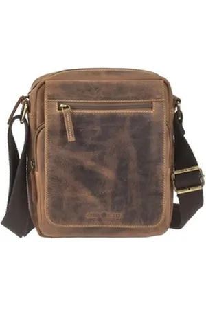 Greenburry Umhängetasche "Vintage" Leder, Schultertasche, Herrentasche 21x25cm, antik Look braun