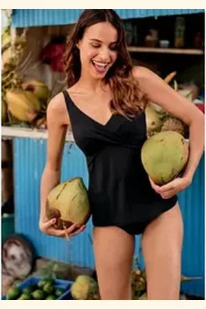 Rosa Faia Bügel-Tankini-Top Maily, Tankini Top mit intigrierten Bügel und verstellbaren Trägern schwarz 46