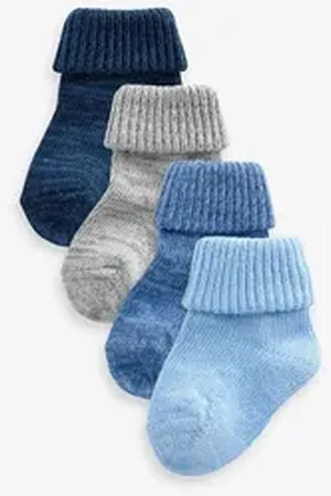Next Kurzsocken Babysocken mit Rollsaum, 4er-Pack (4-Paar) blau 56-62 (0-3 Mon.)