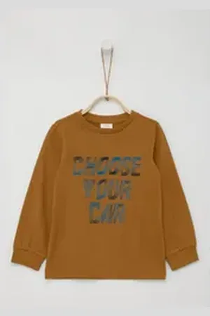 QS by s.Oliver Langarmshirt Longlseeve mit gummiertem Schriftprint gelb 140