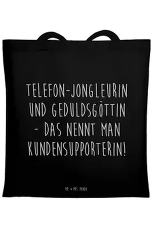 Mr. & Mrs. Panda Tragetasche Telefon-Jongleurin und Geduldsgöttin - das nennt man Kundensupporteri (1-tlg), Modisches Design schwarz