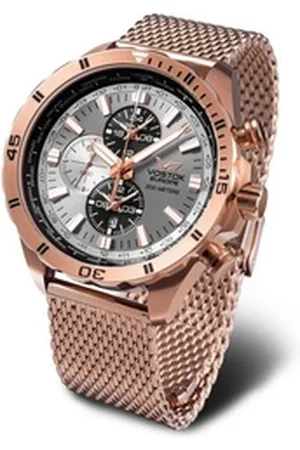 Vostok Quarzuhr YM26-320B653-B, Almaz, Multifunktions-Herrenuhr, Chronograph, Stahlband Rosé