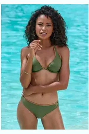 Bruno Banani Bikini-Hose Milano mit kupferfarbener Paspel grün 34