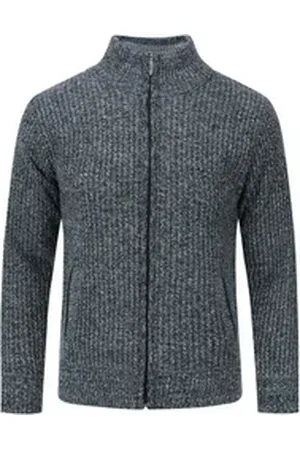 Allthemen Strickjacke mit Stehkragen Herren klassischer Cardigan grau M
