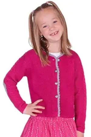 SPIETH & WENSKY Trachtenjacke Strickjacke Kinder - SCHÄFCHEN - offweiß, pink 146/152
