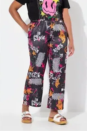 Angel of Style Angel of Style Funktionshose Hose weites Bein Satin Mustermix rosa 56