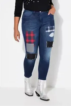 Angel of Style Angel of Style Regular-fit-Jeans Jeans Patches Destroy-Effekte 5-Pocket blau 56
