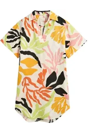 GANT Kurzarmbluse Bluse mit Palmenprint bunt 46