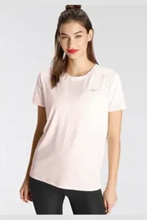 KangaROOS Trainingsshirt Kurzarm, hüftbedeckend, unifarben, Rundhalsausschnitt rosa 32/34 (39)