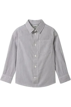 TOM TAILOR Langarmhemd Gestreiftes Hemd mit LENZINGTM ECOVEROTM mit Manschetten grau 104/110