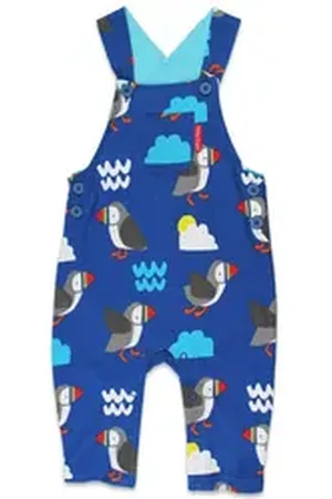 Toby Tiger Schlupfhose Latzhose mit Papageientaucher Print blau 68