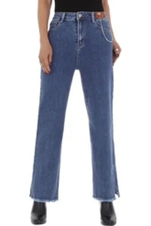 Ital-Design Röhrenjeans Damen Freizeit Destroyed-Look Stretch Relaxed Fit Jeans in Blau blau 30