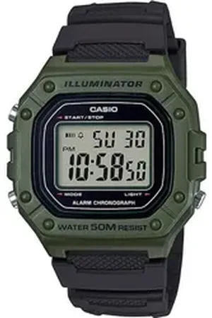 Casio TIMELESS COLLECTION Chronograph W-218H-3AVEF, Quarzuhr, Armbanduhr, Herrenuhr,Digitaluhr, Resinarmband,Stoppfunktion grün