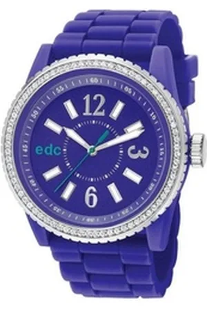 ESPRIT Edc by Quarzuhr Disco Glam Envy Moonlit Violett with Stones, aus Kunststoff, Edelstahlboden, Silikonband, Violett