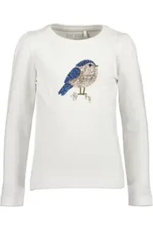Blue Seven Langarmshirt Mädchen Langarmshirt Pailletten Vogel weiß (1-tlg) weiß 92