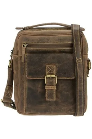 Greenburry Umhängetasche "Vintage" Leder, used Look, Schultertasche, Herrentasche, 23x26cm braun