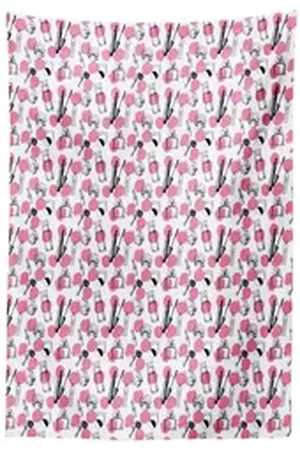 Abakuhaus Wandteppich Wohnzimmer Schlafzimmer Wandtuch Seidiges Satin Wandteppich, rechteckig, Kosmetika Parfüm Lippenstift Make-up grau|rosa 100 cm x 150 cm