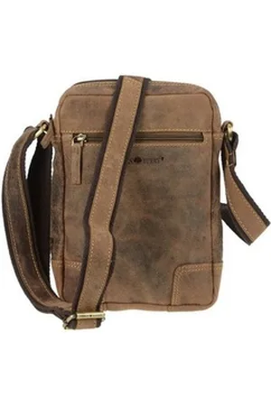 Greenburry Umhängetasche "Vintage" Leder, used Look, Schultertasche, Herrentasche, 21x25cm braun